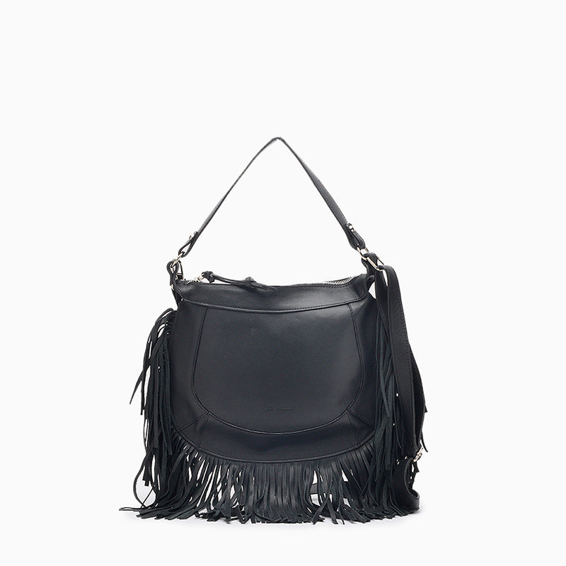 Free Cartera Hush Puppies Negro Bandolera cuero flecos Sharon