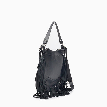 Free Cartera Hush Puppies Negro Bandolera cuero flecos Sharon